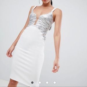 ASOS sequined white midi dress